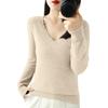 Women's Casual Lace V-Neck Base Layer Knitted Long Sleeve Solid Color Sweater