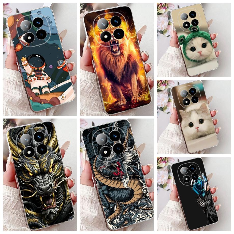 For Xiaomi Redmi Note 14 14Pro 14 Pro+ Plus Case Cute Animals Tiger Lion Dragon Cartoon Phone Cover Soft TPU Matte Silicone Capa