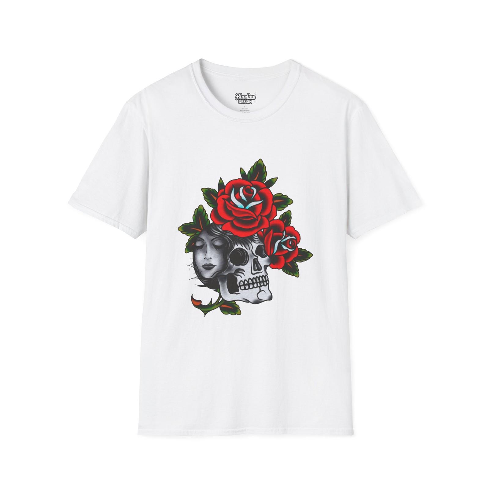Traditional Tattoo Flash Art Old School Sailor Vintage Skull Rose T Shirt S