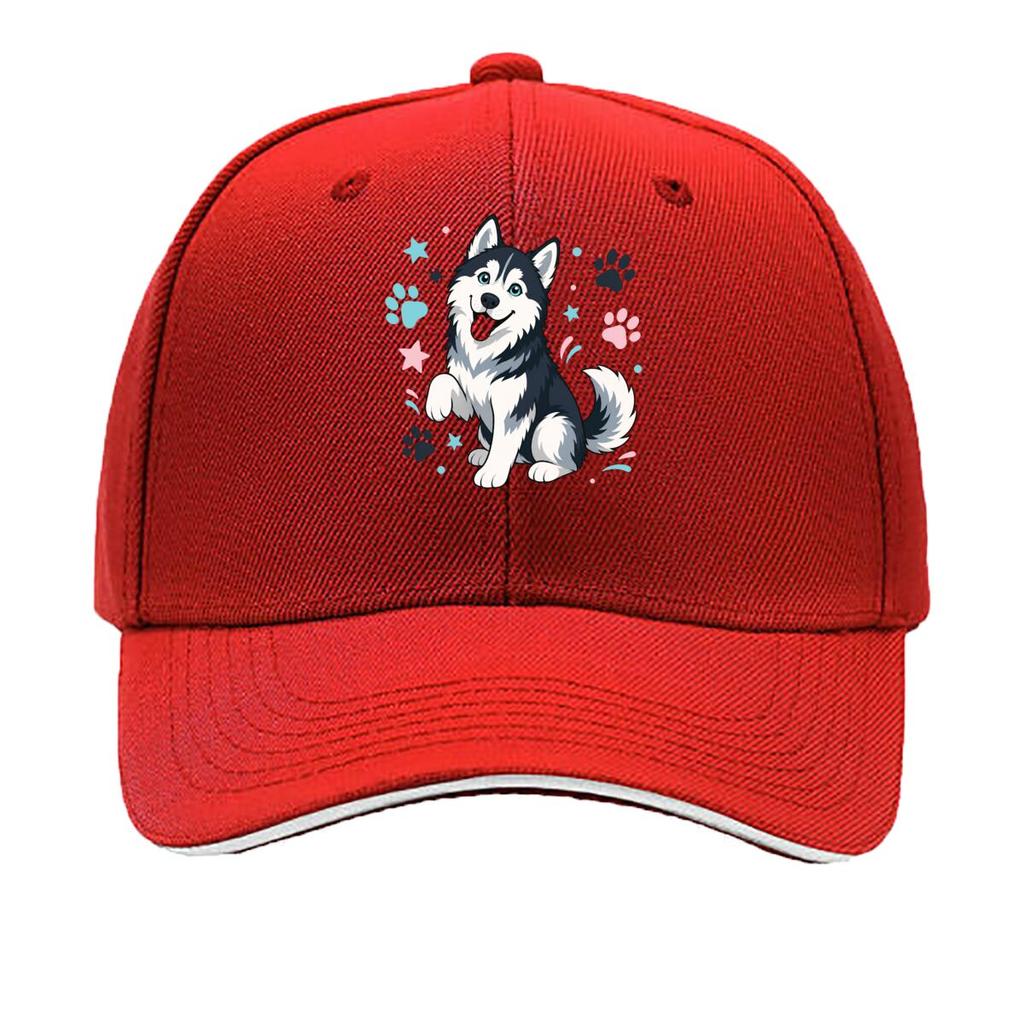 Playful Husky Smiling Pet Illustrati Hip Hop hat Fashion Outdoor Sports Sandwich Baseball Cap