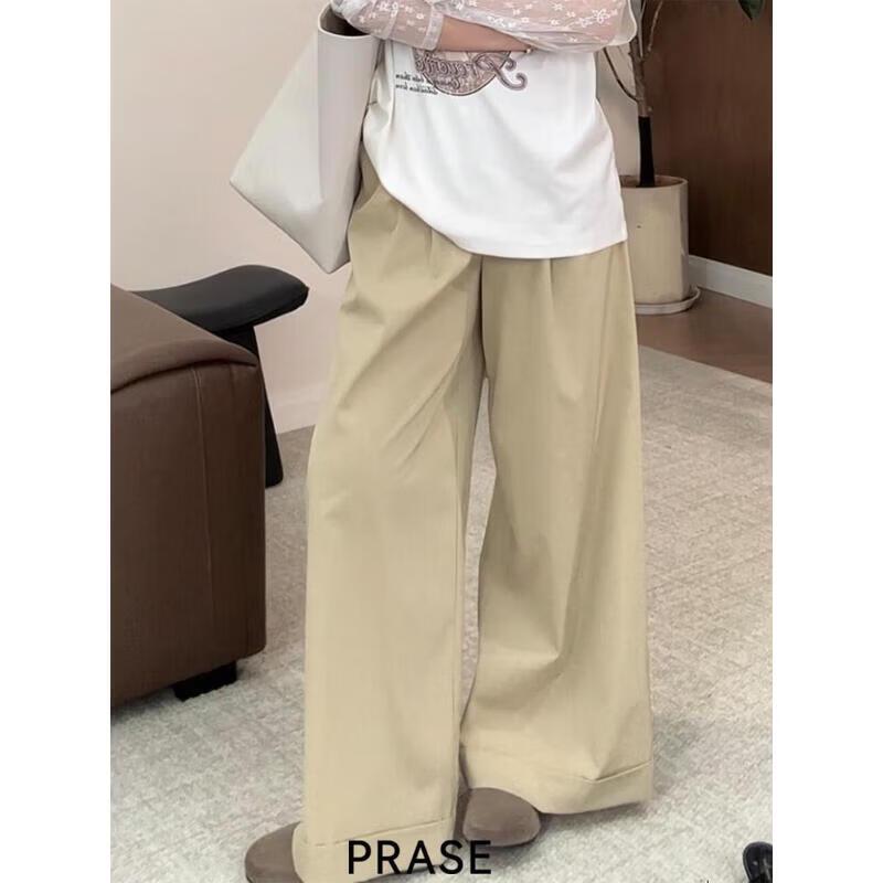 PRASE Women s Relaxed Wide-Leg Casual Trousers M