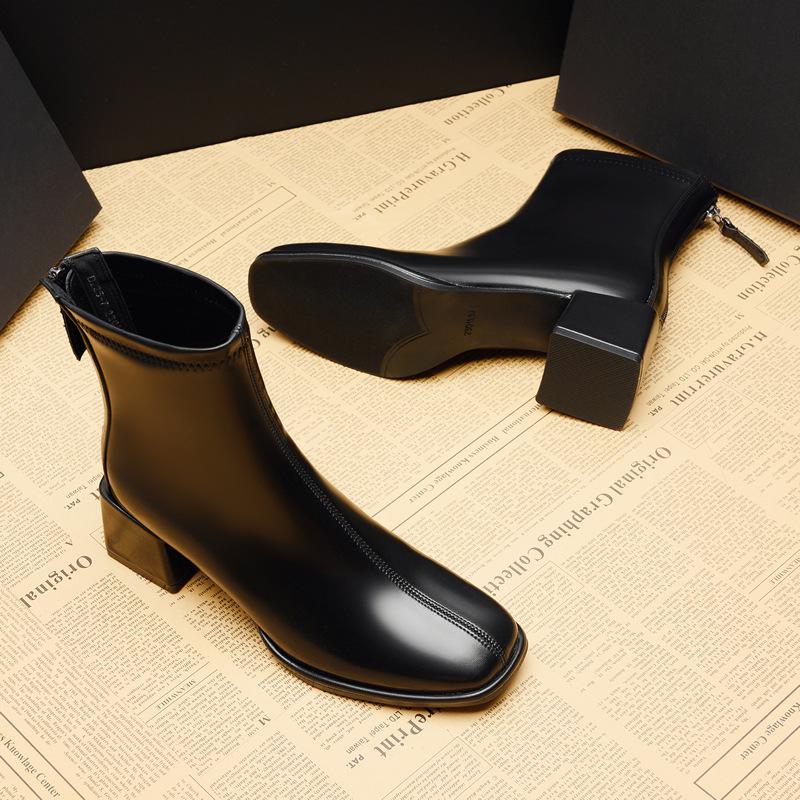 New leather autumn and winter versatile thick-soled small Martin boots women's British style white short boots children's single boots