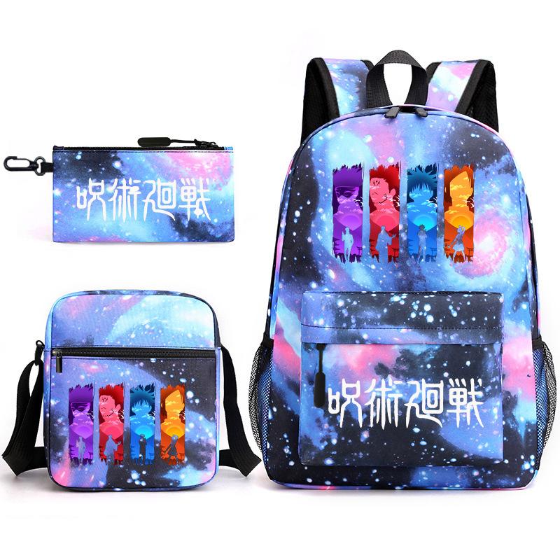 Teen Animation Backpack Elementary School Student Fashion School Bag Three-piece Set