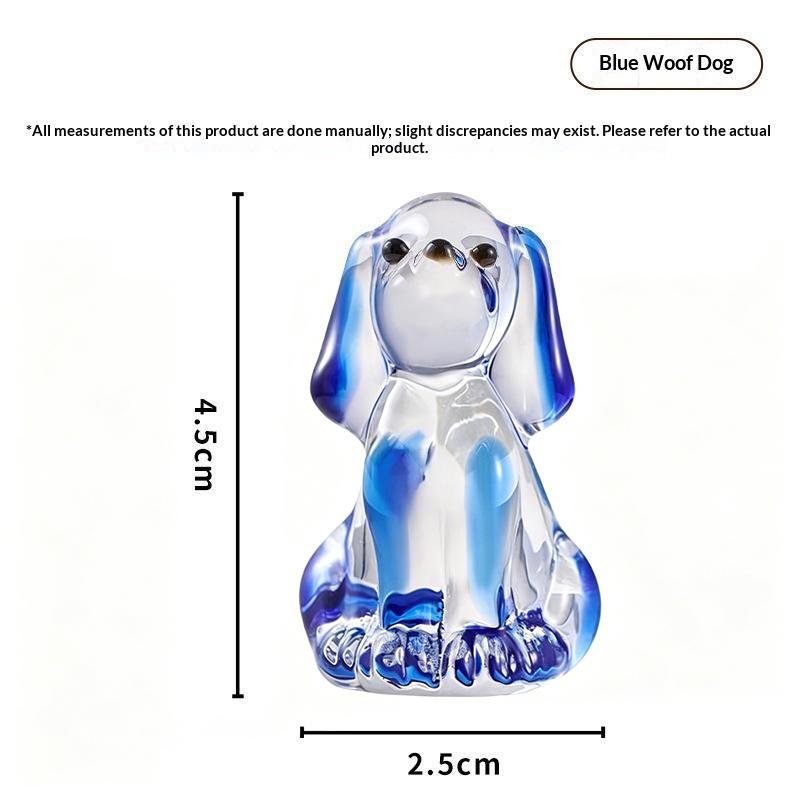 Beauty Glass Art Hand Blown Mini Glass Dog Figurine Handmade Animal Ornament Cute Collectible Pet Statue For Home Decor Gifts