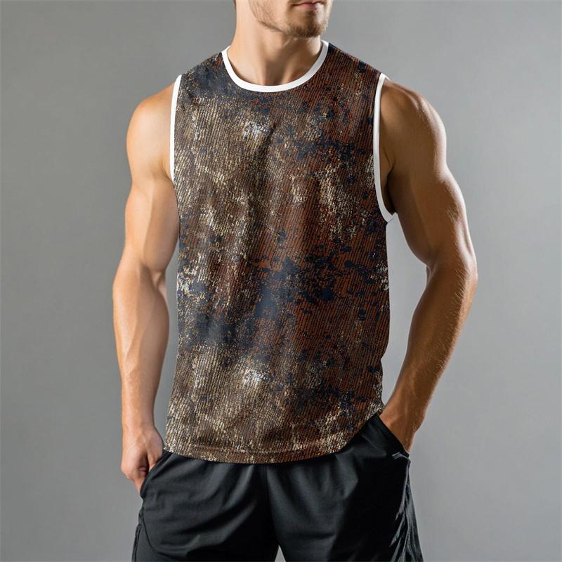 Camouflage Stripe Graphic Gym Tank Top For Men Summer Daily Casual Fashion Sleeveless Top Loose Breathable Fitness Loose Tees