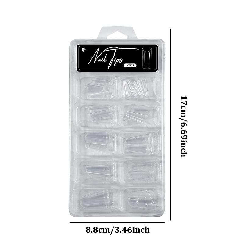 100Pcs Soft Gel False Nail Tips Short Square Coffin Almond Artificial Press On Fake Nails Extension Manicure Tools