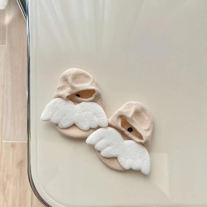 Chaussettes Ailes d'Ange pour Bébés Garçons Coton Élastique Couleur Unie Chaussettes Nouveau-nés Filles Printemps Été Antidérapantes Sol Coupe Basse pour