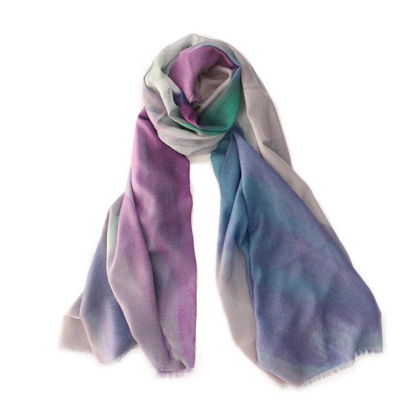 

Осенне-зимний шарф из чистой шерсти с цифровой струйной печатью, шаль, теплый шарф двойного назначения 210cm синий