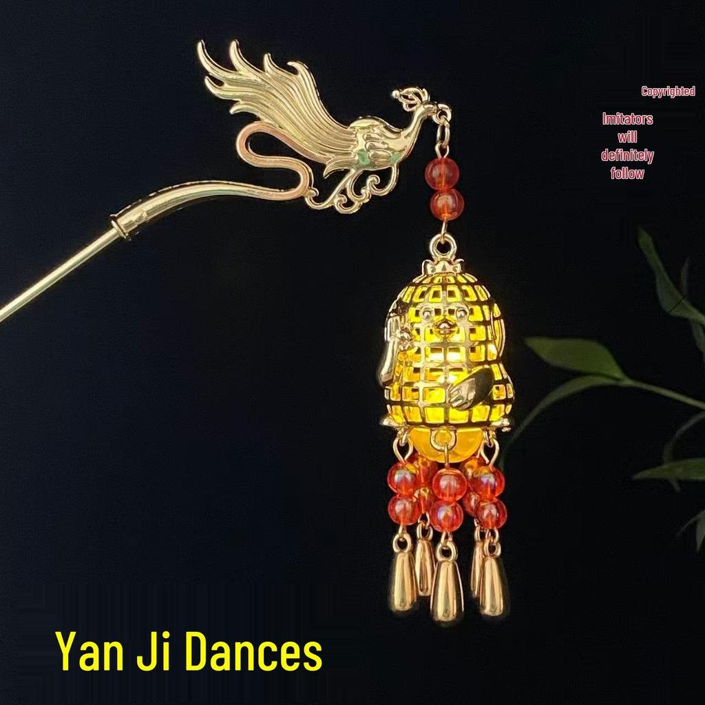 Ancient Style Luminous Hairpin: High-End Alloy Lantern Design for Hanfu Skirts