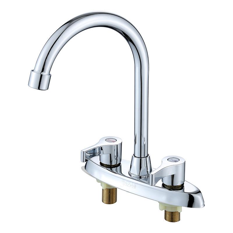 Copper Wash Basin Sink Faucet Hot and Cold Dual Hole Countertop Basin Sink Faucet Bathroom Hot and Cold Water Faucet