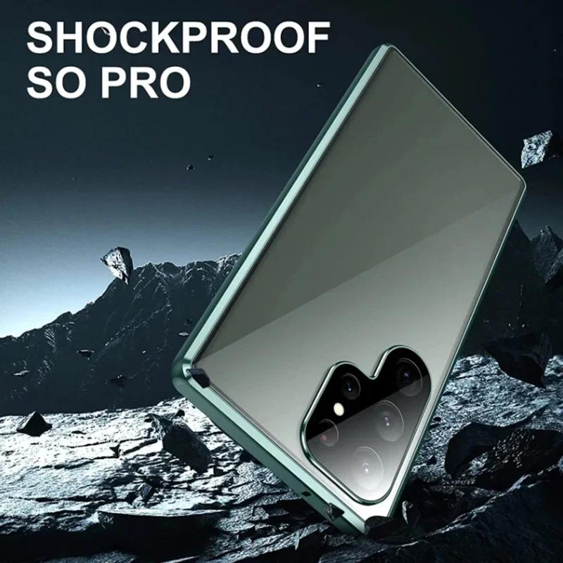 Sichtschutzglas Metall Magnetische Hülle für Samsung Galaxy S26 Ultra S25 S24 FE S23 S22 S21 Plus A17 A57 A37 A55 A56 Anti-Peeping-Abdeckung 360° Schutz