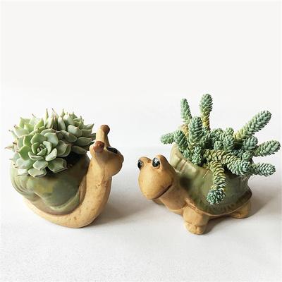 Cartoon Cute Tortoise Hedgehog Snails Animal Shaped Mini Flower Pot for Succulents Planter Flowerpot Ceramic Home Garden Decor