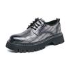 Spring and Autumn Large Size Men's Low-top Big-headed Leather Shoes, New Men's Thick-soled Height-increasing Nightclub