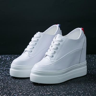 Mode 2025 Echtes Leder Schuhe Neue Herbst Winter Schnür High-Top Damen Sneaker Schuhe Hohe Absätze Erhöhen Innerhalb Keile Freizeitschuhe