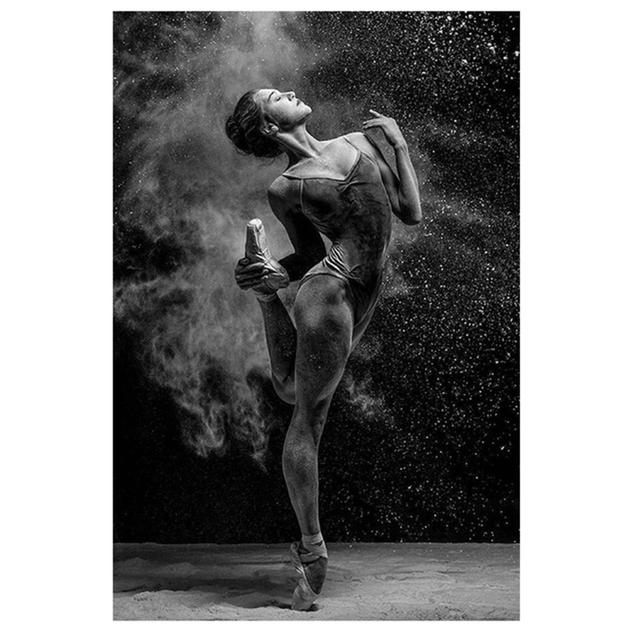 Black and White Ballet Dancer Canvas Painting Elegant Ballerina Pose Print Poster Wall Art Picture Dance Room Home Decor Cuadros