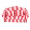 3Pcs   Sofa Set Pine Cloth Double Sofa 2 Single Sofa Light Color Strip  ature Sofa for 1:12 Doll House
