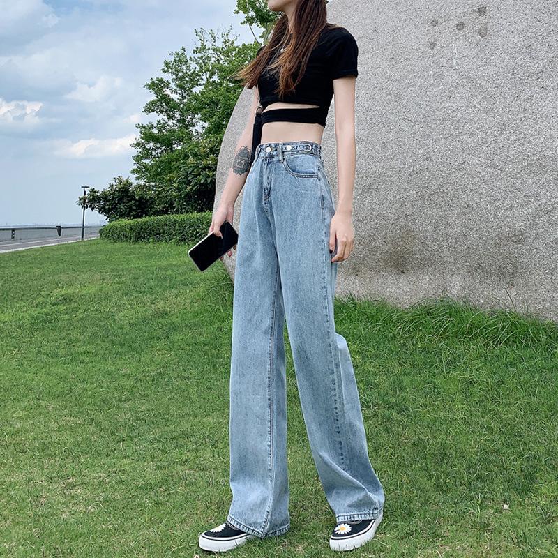 

Women s High-Waisted Wide-Leg Ripped Jeans - Autumn/Winter 2022, Loose Drapey Floor-Length Style M