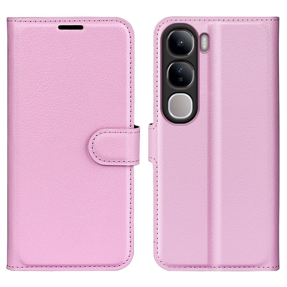 

Для vivo V40 Lite 5G Чохол Текстура лічі Протиударний Шкіряний Гаманець Чохол для телефону Pink