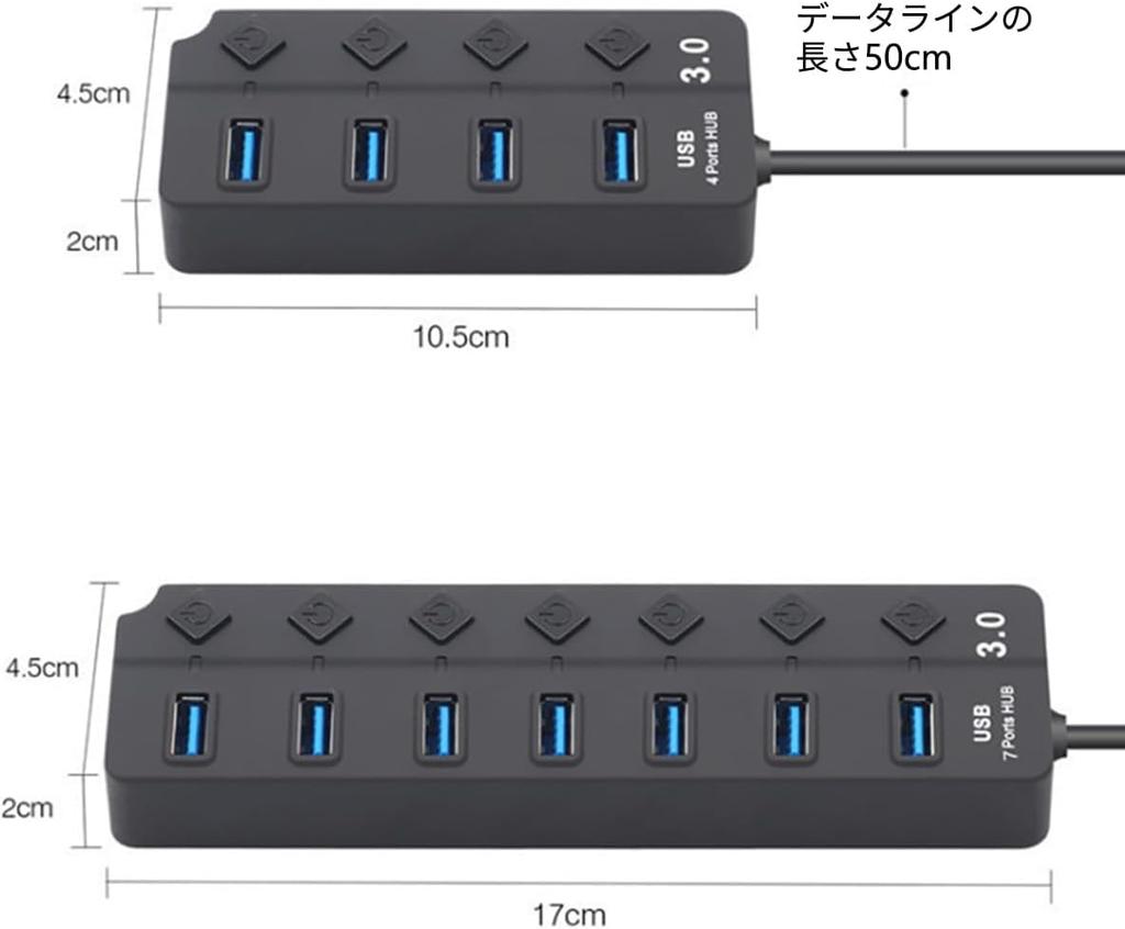 WAIZY Powered USB Hub with 4 USB 1 Charging and Independent Includes AC Compatible with MacBook Surface and Other PCs 3.0 High-Speed 3.0 Ports, Port,