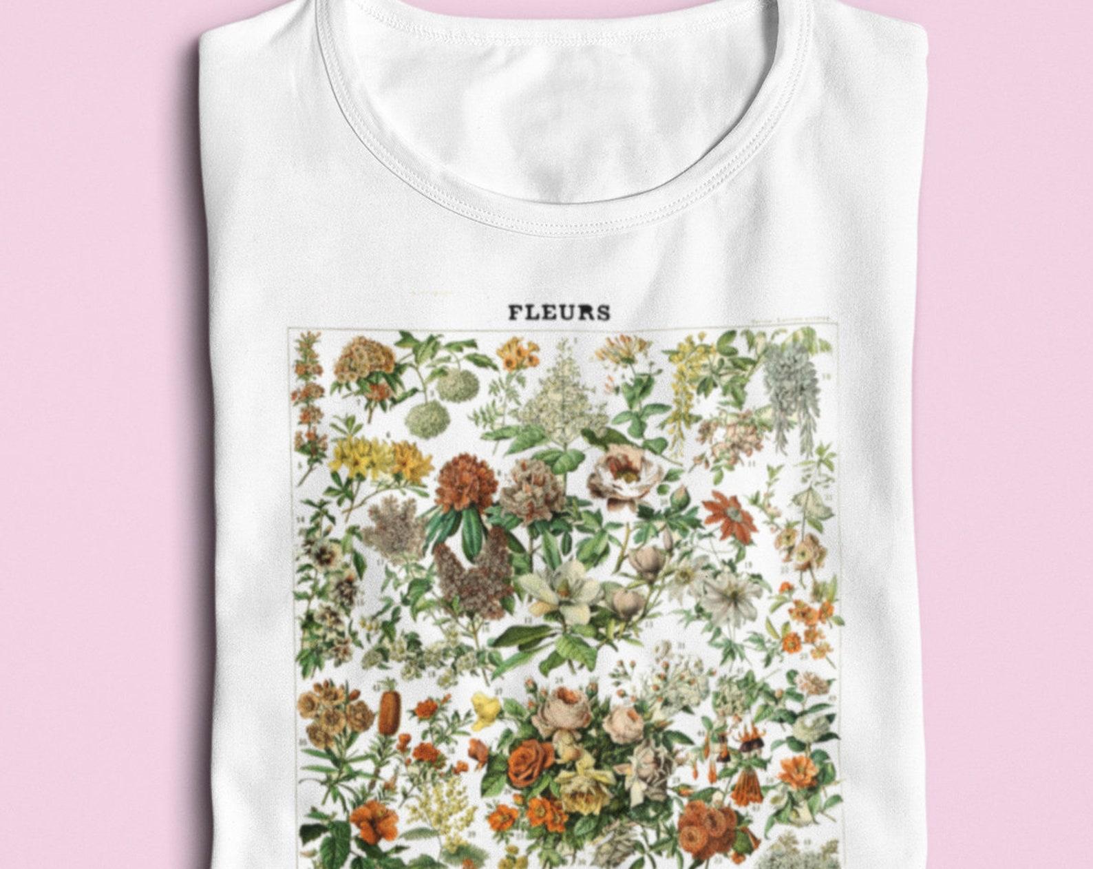 Adolphe Millot Fleurs Flower Kinds - T shirt - Art - Drawing - Painting - Retro Flowers XL