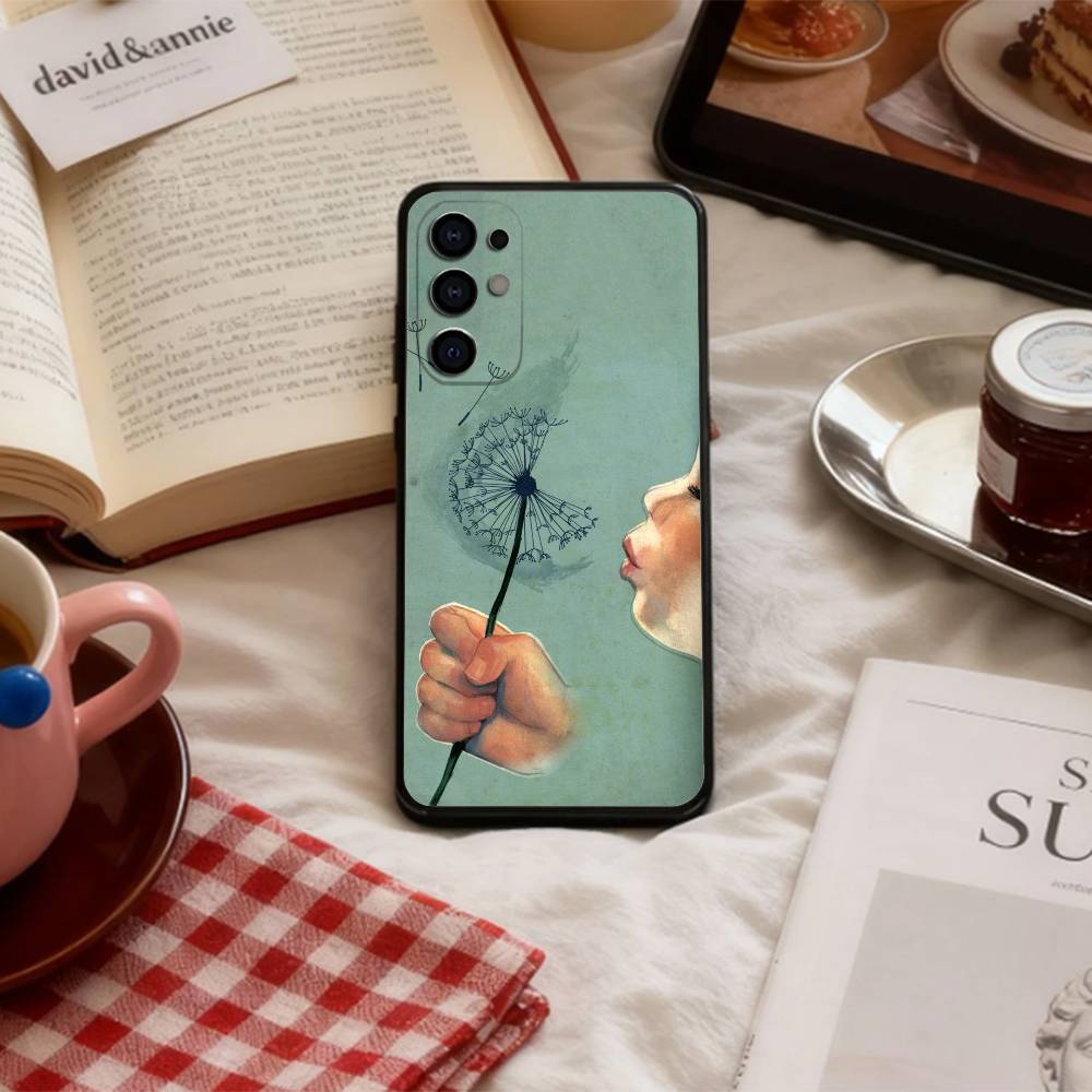 COOL D-Dandelion A-Art Phone Case For Samsung S 25,24,23,22,30,21,10,9,Ultra,Plus,Lite,FE,4,5 G Soft Black Case
