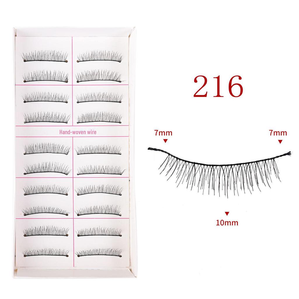 217 handgefertigte falsche Wimpern – 10 Paar im natürlichen Stil, gekreuzter Baumwollstiel für Bühnen-Make-up