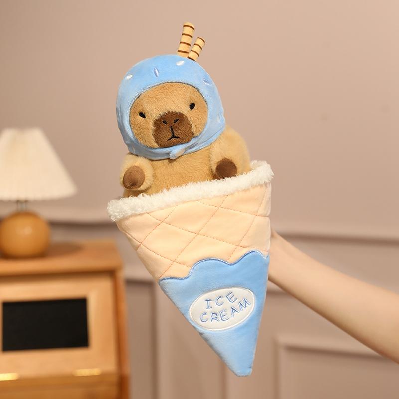 

TreasuringU Cute Capybara Ice Cream Plush Play kits Cartoon Animals Plush Stuffed Pillow Dolls Summer Toy Birthday Present Gifts