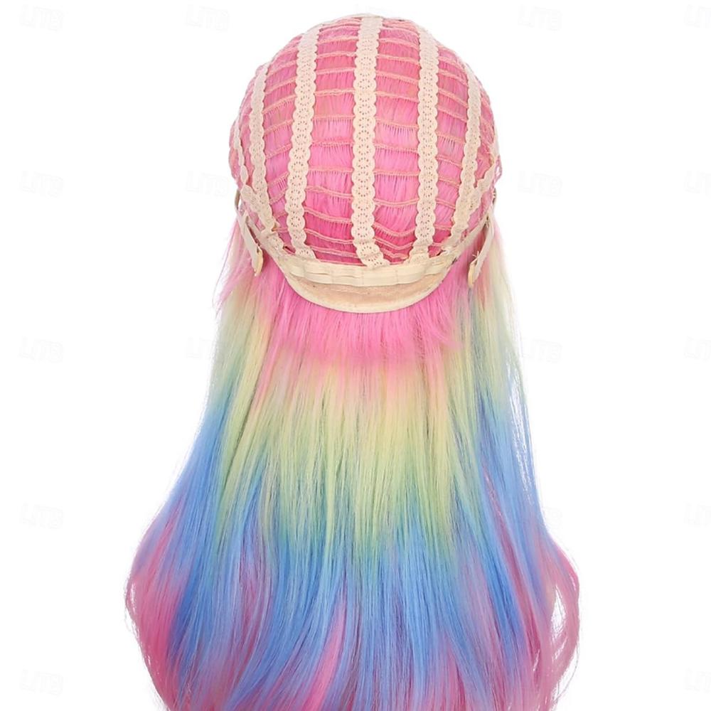 HAIRJOY Syntetické vlasy Barevné paruky Dlouhá kudrnatá vlnitá paruka pro dívky děti Duha Paruka Barevná Cosplay Párty Karneval Halloween