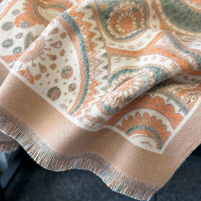 Autumn and Winter New Shawl Nap Blanket Imitation Cashmere Scarf Printed Fringed Warm Scarf
