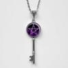 Fashion Five-Pointed Star Glass Necklace with Key Design