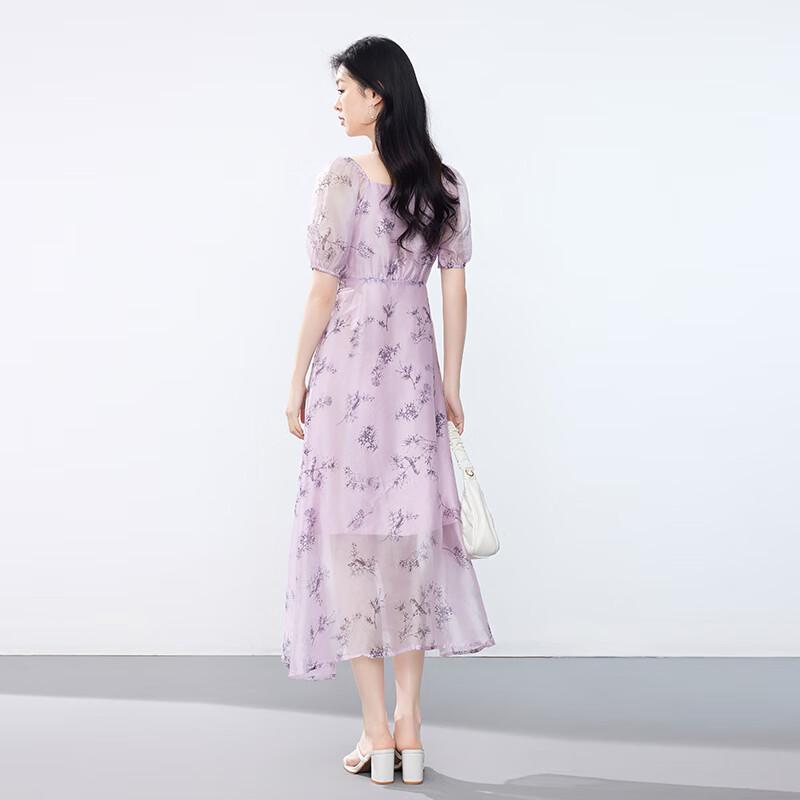 JOY SPEAKER Women's Printed High-Waisted Square Neck Midi Dress