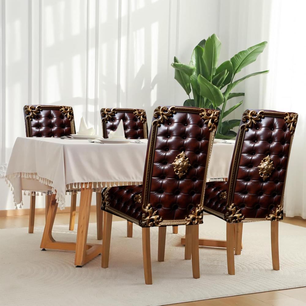4 6 Pcs Tufted Stretch Dining Chair Covers Decorative Slipcover Protector For Home Hotel Restaurant