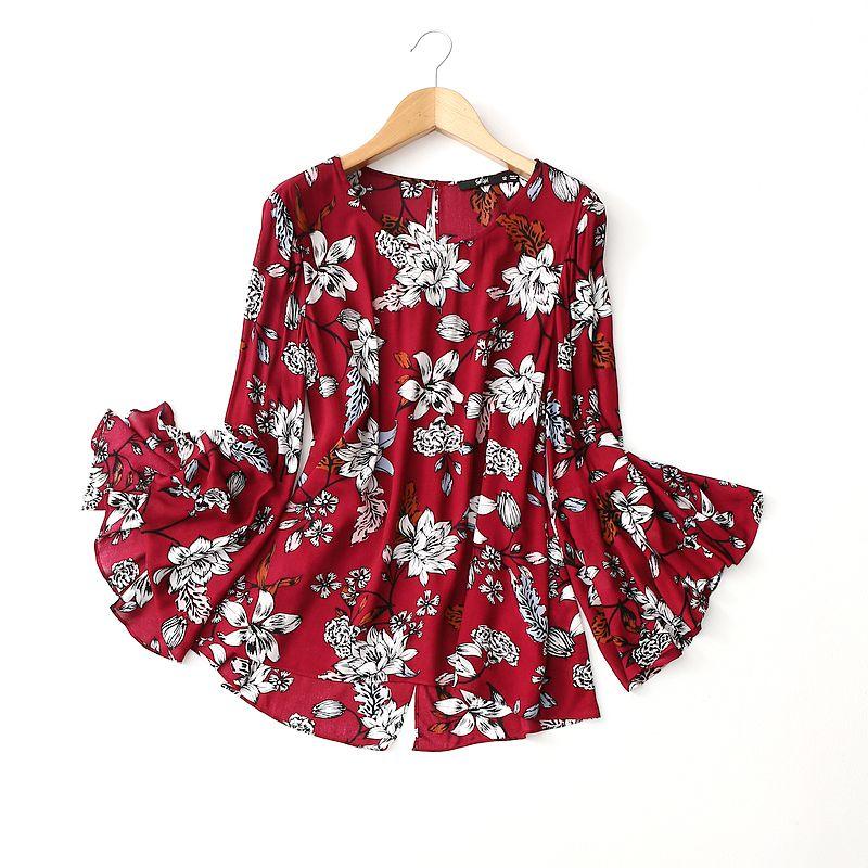 

Super Fairy ~ Fashion Ethnic Print High-Grade Cotton Silk Shirt Women s Export Loose Niche Style Artificial Cotton Pullover Tops Red Print Eurocode -16