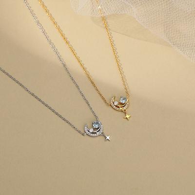 Fantasy Star Moon Planet Necklace for Female Minority Design Sense, Advanced Sense, Fashion Collar Chain