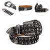 Shinning Diamond Waist Belts with Skull Buckle for Rock Fan Adjust Length Belt for Teens Woman Jeans Skirt Decorative