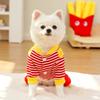 Striped Pet Clothes Soft Dog Four-legged Overalls New Year Cat Sweatshirt  Small Medium Dogs