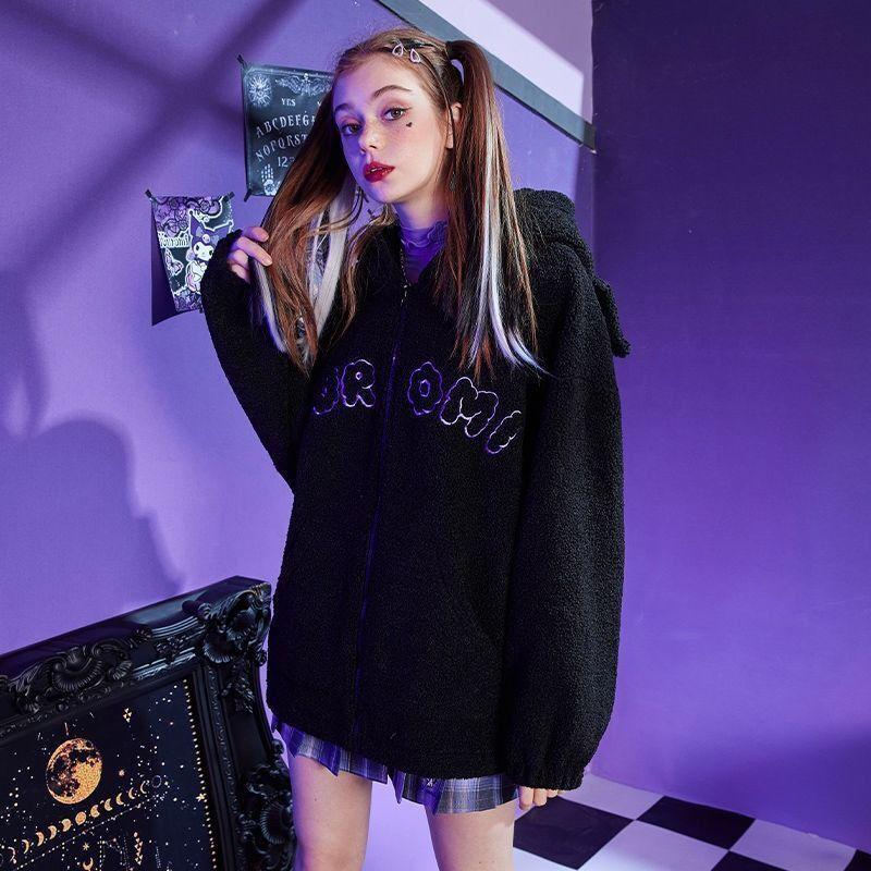 New Zipper Hooded Jackets for Women Y2k Trendy Embroided Coat Autumn Winter Thick Outwear Clothes