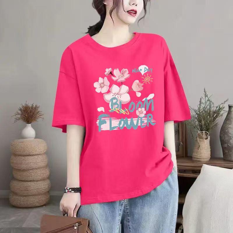 Summer New Cotton Casual Round Neck Women Trend Loose T-shirt