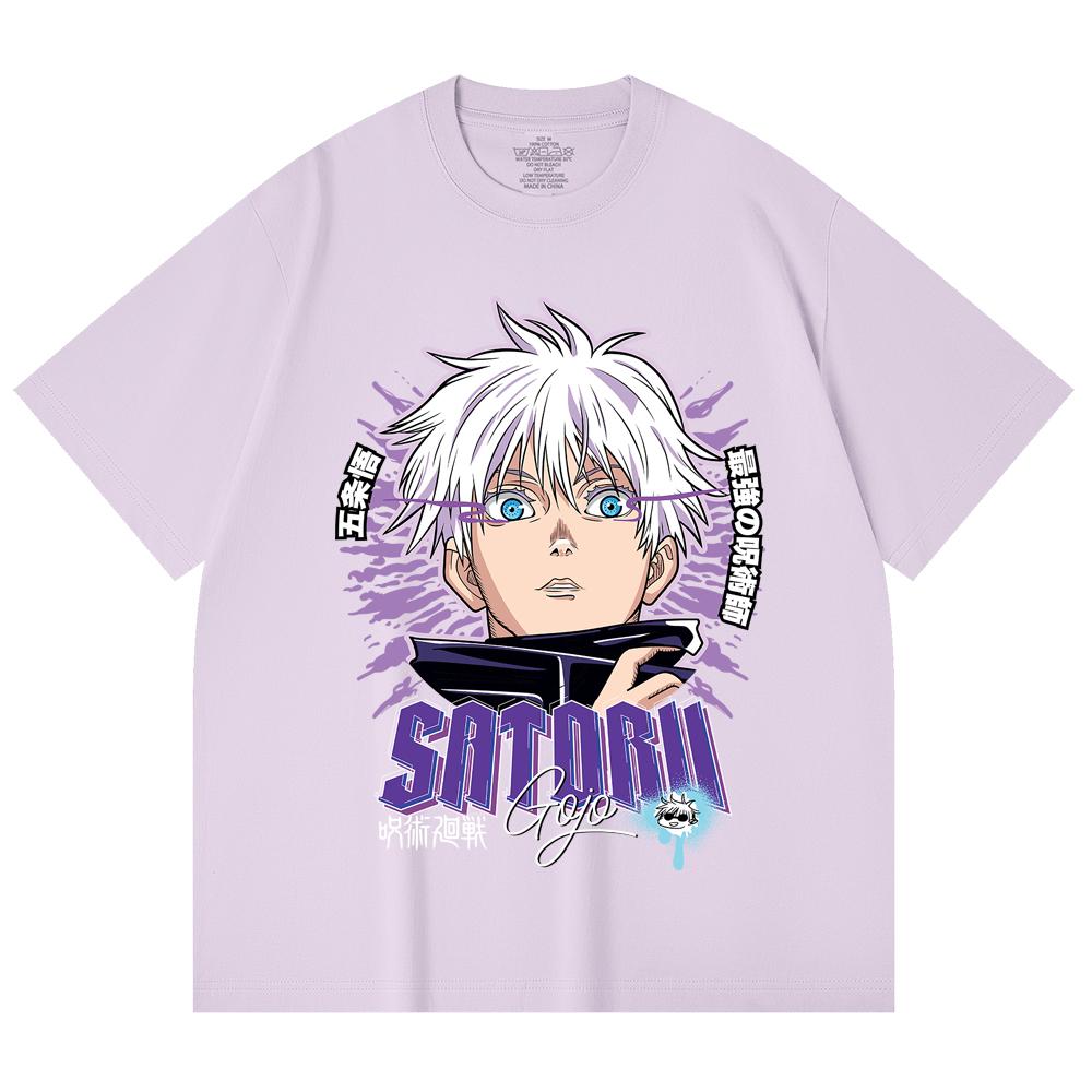 230 Gsm 100% Cotton Jujutsu Kaisen V27 Gojo Print Unisex Heavy Cotton T Shirt