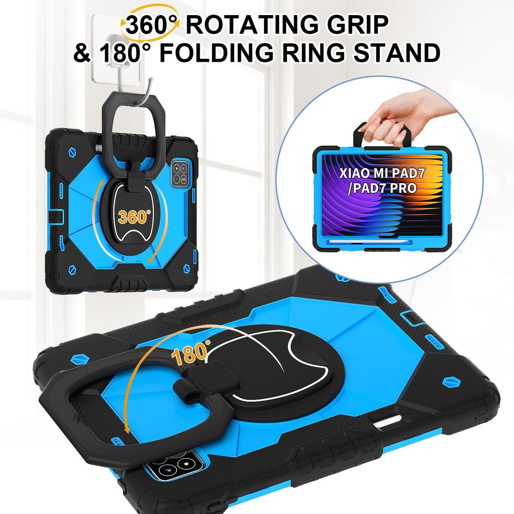Pro pouzdro Xiaomi Pad 7 2025 11,2palcové silikonové+PC pancéřové pouzdro Pro Xiaomi Pad 7 Pro 11,2" kryt s otočným stojánkem na tablet
