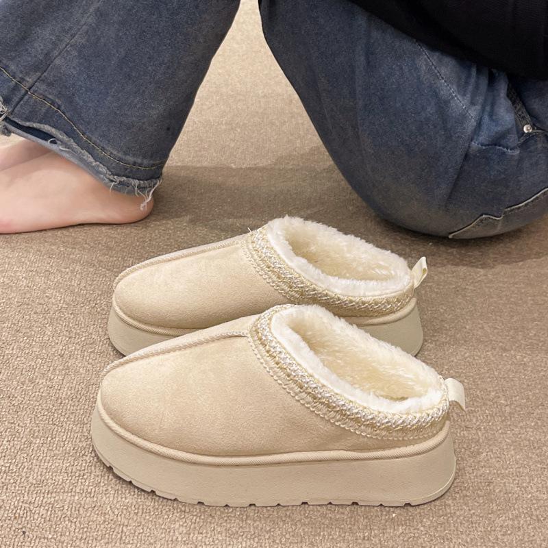 

Women s shoes snow boots women s winter fashion integrated bag head slippers muffin thick-soled warm cotton shoes women s non-slip 43 бежевий