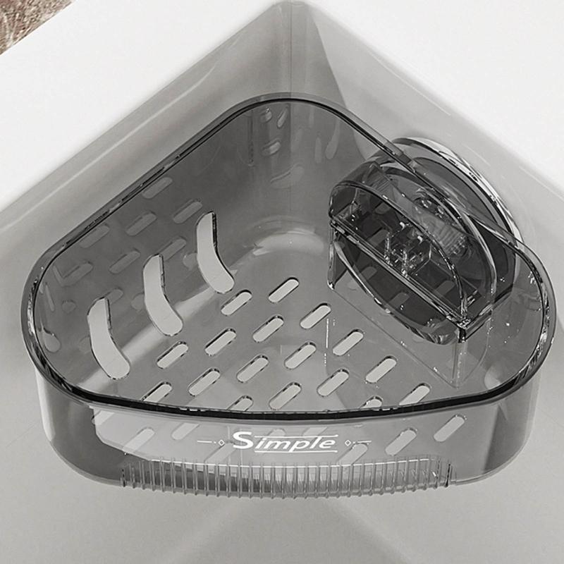 Space Saving Corner Sink Organizer With Detachable Suction Cups And Drainage Holes For Sponges Brushes Kitchen Bathroom Accessories