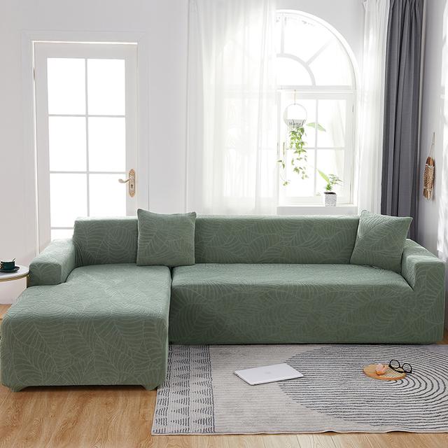 

Жаккардовый эластичный водонепроницаемый чехол для дивана для гостиной, эластичный чехол для дивана, L-образный чехол для дивана, защитные чехлы для мебели 3-seater 190-230cm зелёный