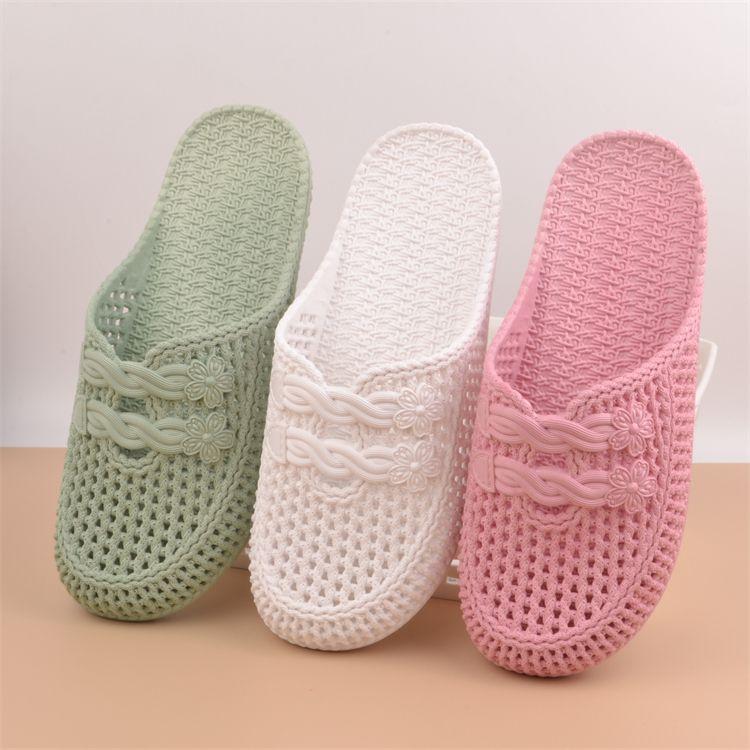 Baotou Hausschuhe für Damen Rutschfest Sommer Schlicht und Modisch Kühl Hausschuhe Ausgehöhlt Bequem für den Heimgebrauch