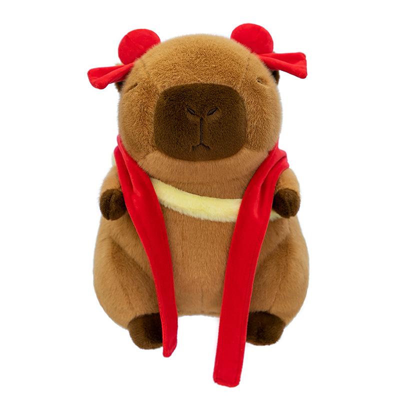 Cartoon Red-headed Rope Zhazha Capybara Plush Toys for Children's Birthday Gifts Event Gifts for Kapi Dolls