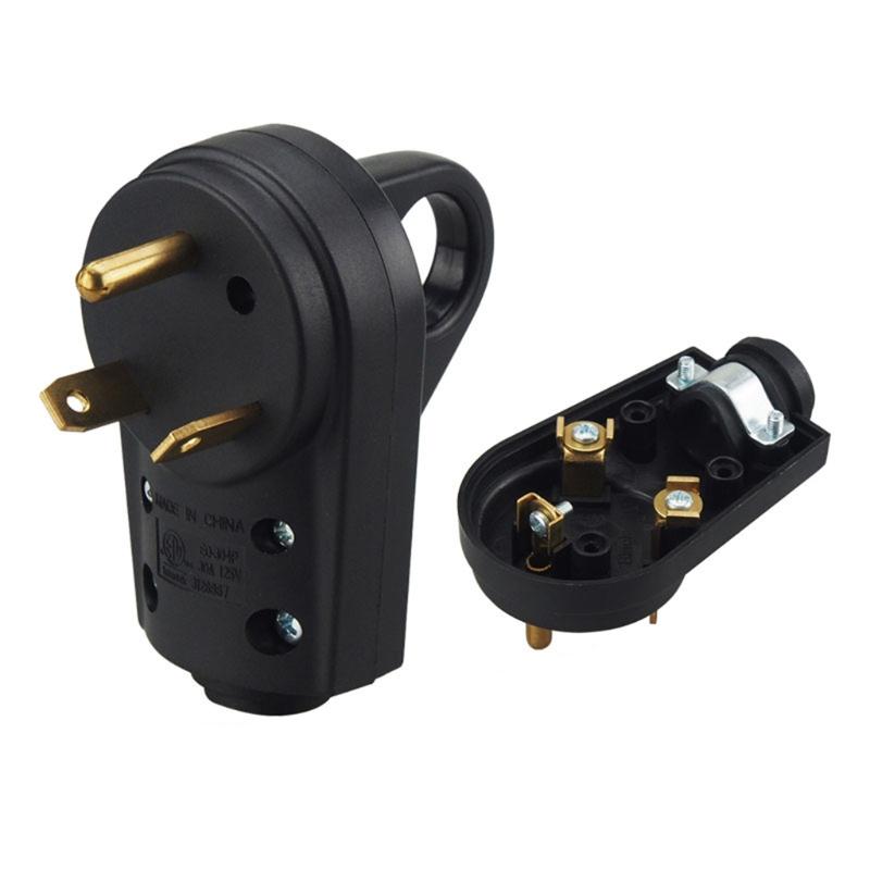 30Amp Male Electrical Cord Plug Power Grip Replacement Set For RV for Camper RV Replacement Plug 3 Prong Electrical Powe