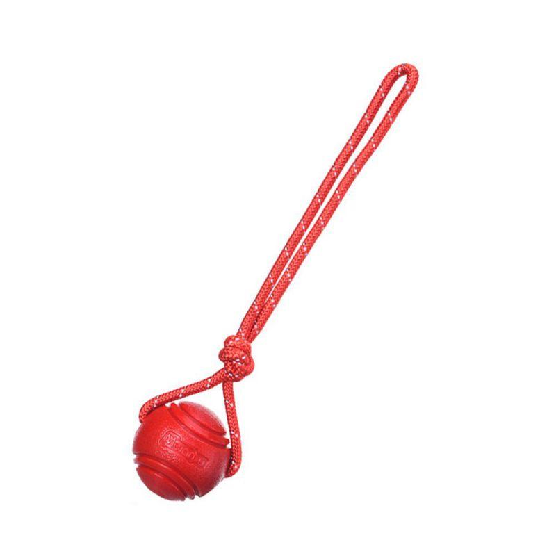 

Dog Ball with Rope Exercise and Training Toy for Small Medium Dogs Interactive Pull Throw Toy for Indoor Outdoor 5cm ball 29cm rope красный