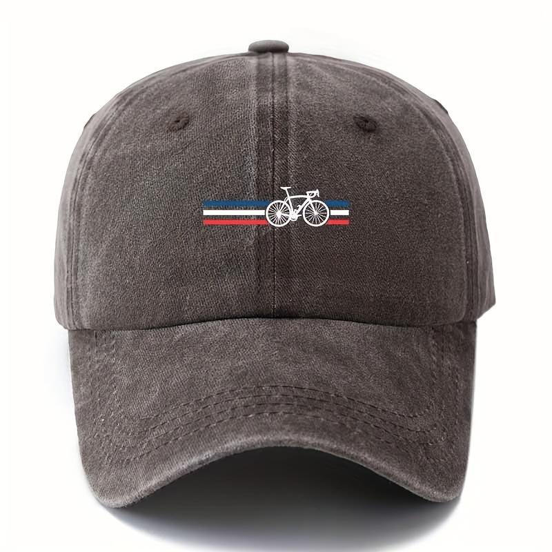 Fashionable Printed Bicycle Baseball Cap, Retro Lightweight Curved Brim Hat, Suitable for Outdoor Vacation, Camping and Leisure