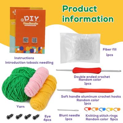 Fenrry Dinosaur Shape Doll Ornaments Hand Made Woven Crochet Wool Diy Crochet Knitted Material Bag Complete Set for Beginner
