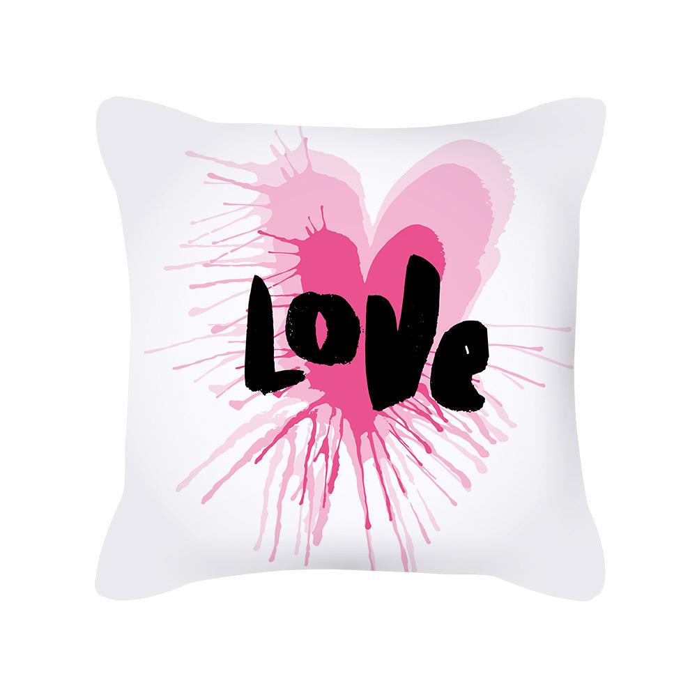 Peach Skin Pillowcase Valentine's Day Pillowcase Pink Heart-shaped Pillow Romantic Series Home Decoration Sofa Cushion Cover